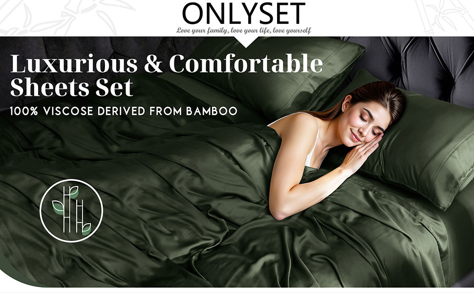 bamboo sheets forest green-A+06