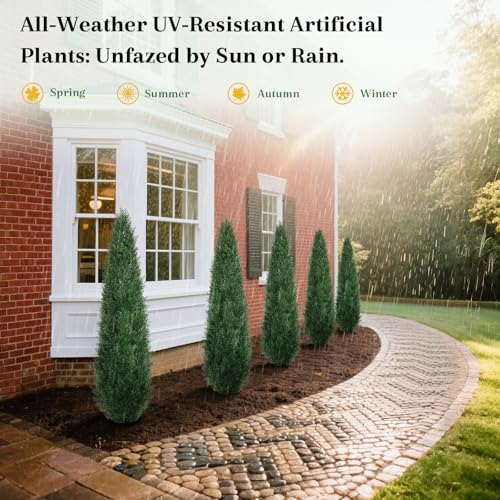 Potted Fake Cypress Plants for Front Porch Home Office Decor