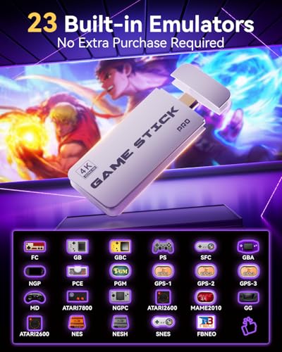 Retro Game Stick with 23 Emulators Plug & Play TV Video Gaming Stick with 64GB Memory