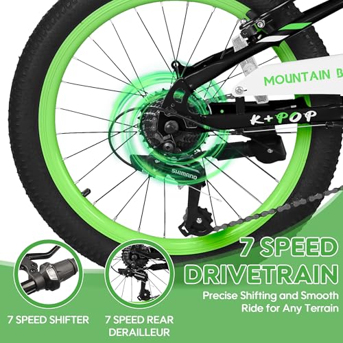 7 Speed Boys Mountain Bike Kids' Bicycles with Front Suspension and V Brakes