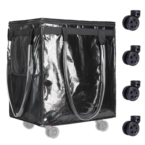 Enhanced Stability Wheels &Extended Handle| Water-resistant & Foldable | Rolling Tote Bag with Zipper Cover Ideal for Shopping