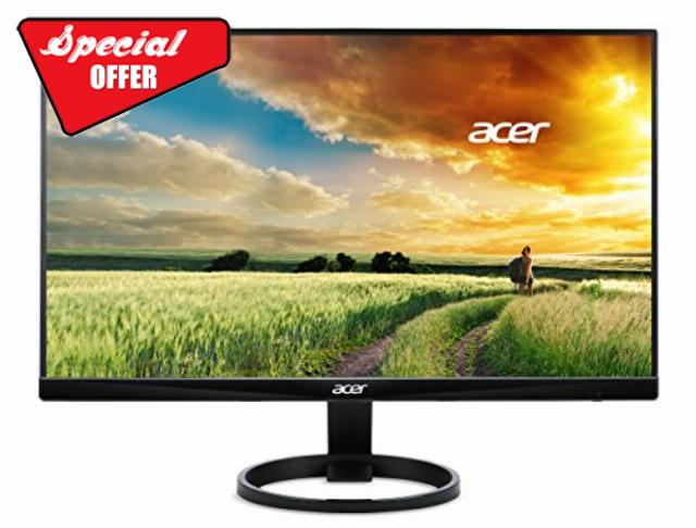 Acer 23.8” Full HD 1920 x 1080 IPS Zero Frame Home Office Computer Monitor - 178° Wide View Angle - 16.7M - NTSC 72% Color Gamut - Low Blue Light - Tilt Compatible - VGA HDMI DVI R240HY bidx