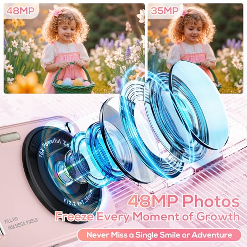 WITYEAH 48MP FHD 1080P Point and Shoot Digital Cameras with 16X Zoom Anti-Shake