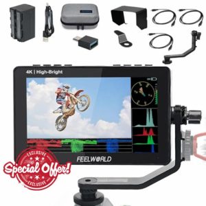 FEELWORLD F5 Pro X 5.5" 1600nits High Bright 4K Camera Field Monitor | F970 Battery (Type-C Charging Port) | Touch/Waveform/3D LUT | HDMI in Out Type-c Input | DSLR Field Monitor Kit+Carry Case Bundle