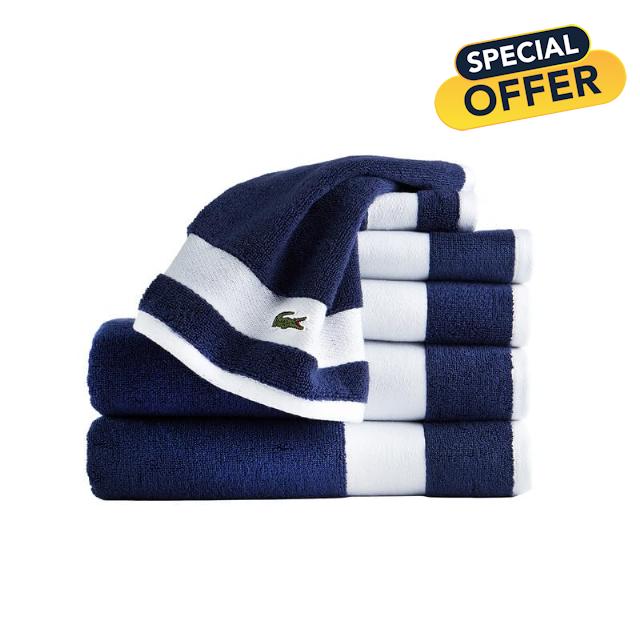 Lacoste Sport Stripe Cotton 6-Piece Luxury Towel Set