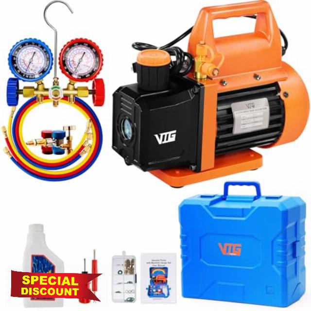 4.5 CFM AC Vacuum Pump and Gauge Set