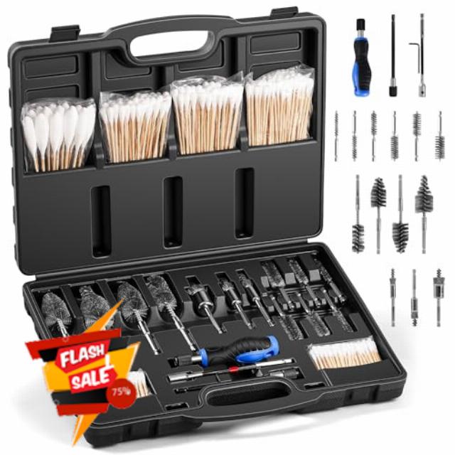 17-Pack Professional Diesel Injector Seat Cleaning Set 8090S on Cylinder Heads with Swabs and Helix Brushes