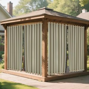 Zipper Design 2 Panels Privacy Weatherproof Blackout Curtain Top & Bottom Grommet Outside Drapes for Porch Gazebo Pergola (110 x 120 inch