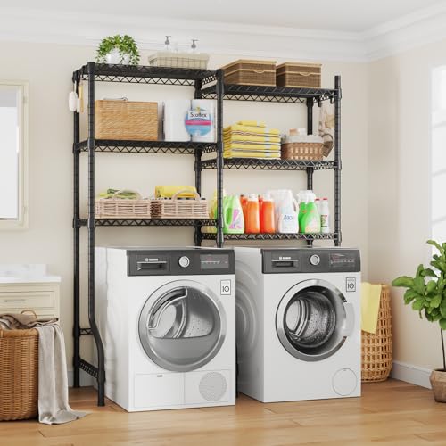6-Tier Wire Shelf with 4 Hooks for Organization
