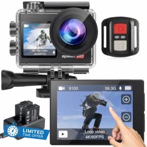 Action Camera 4K60FPS 20MP with Touch Screen EIS Remote Control 131 FT Underwater Camera 5X Zoom Support Video&Photo Editing External Microphone Vlog Camera