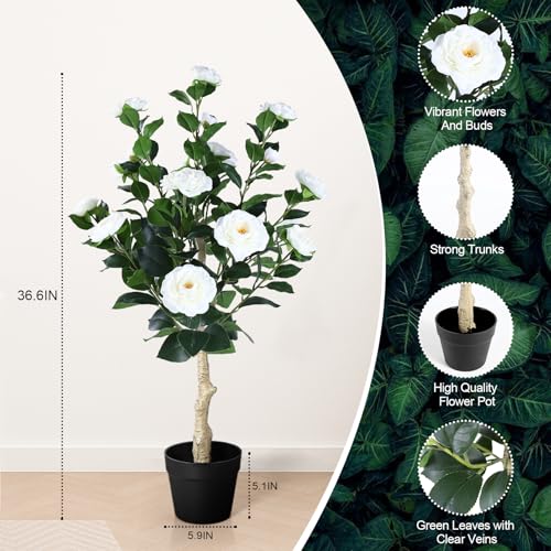 Greenery Potted Plant for Indoor Outdoor Home Office Porch Decor (White)