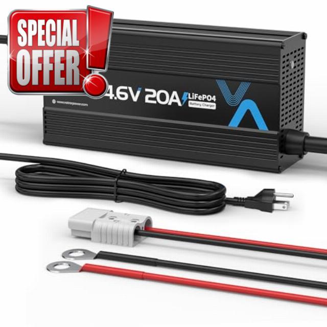 12V 20A LiFePO4 Lithium Battery Charger VATRER POWER 14.6V LiFePO4 Battery Charger with 0V Activation