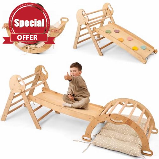 5-in-1 Toddler Climbing Toys Indoor Set - Pikler Triangle