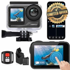 icefox i7 Action Camera 4K 60FPS 52MP with 2X 2150mAh Batteries