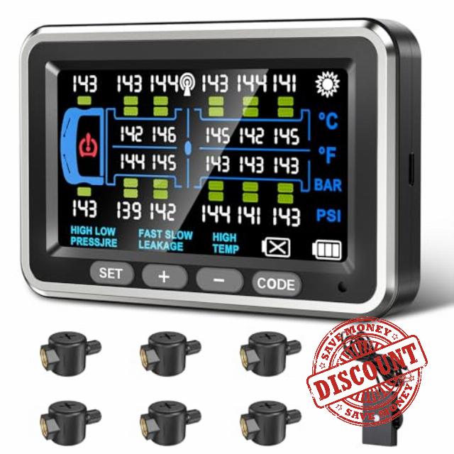 RV Tire Pressure Monitoring System 6 Sensors