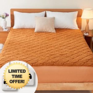 Electric Heated Mattress Pad King Size Heating Mattress Pad Dual Controllers 78x80IN Sherpa Warm Deep Pocket 6 Heat Settings 1-9-Hour Timer Auto-Off Machine Washable Mocha Mousse New Launch