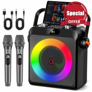 Karaoke Machine with 2 Wireless Microphones for Adults