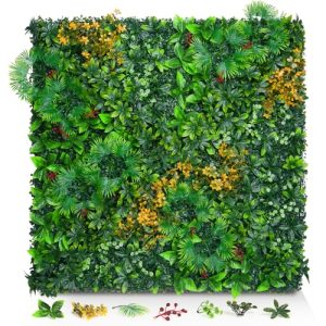 20"x20" 16pcs Artificial Grass Backdrop Wall with Tropical Leaves