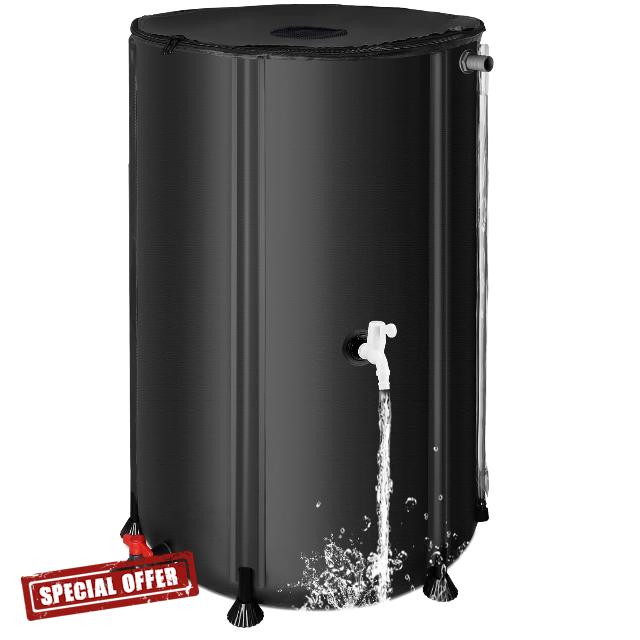 Collapsible Rain Barrel Water Collection System - 100 Gallon Portable Water Storage Tank