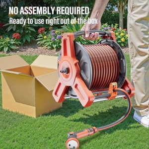 Wall/Floor Mounted Water Hose Holder with 2-IN-1 Multi-Function Hose Nozzle