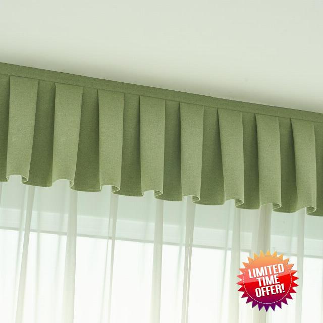 Self-Pasting New American Style Curtain Head -100% Blackout Valances for Windows No Installation Durable for Bedroom/Living Room - Easy to Clean (Green