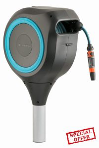 GARDENA 18614-80 | 66' x 1/2" Automatic Retractable Garden Hose Reel on Metal Spike
