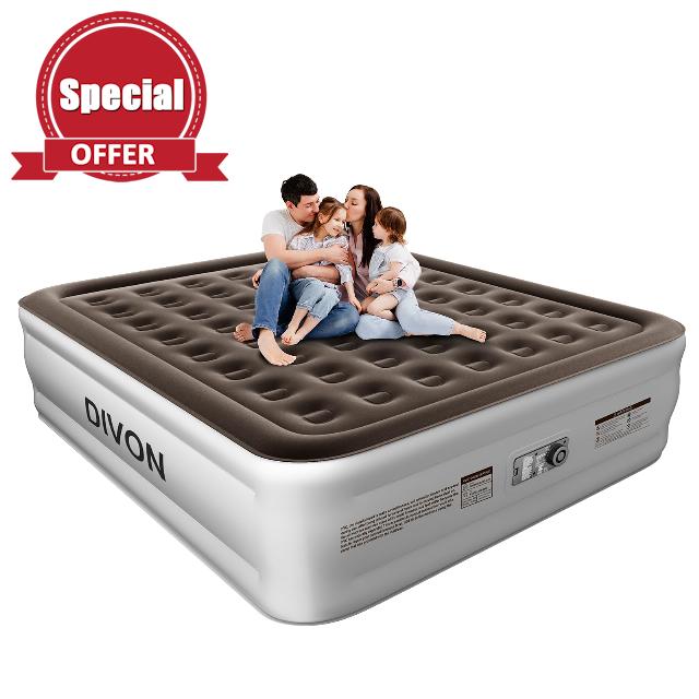 DIVON King Air Mattress with Built in Pump Raised
