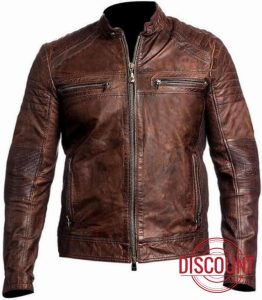 Men's Cafe Racer Motorcycle Jacket - Real Lambskin Distressed Leather Slim Fit Vintage Biker Jackets for Men