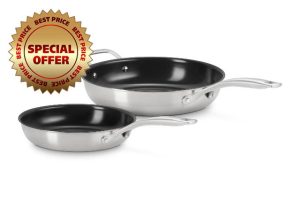 Essential Stainless Steel Set of 2 Non-Stick Round Frying Pan