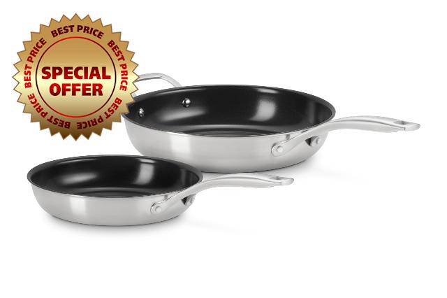 Essential Stainless Steel Set of 2 Non-Stick Round Frying Pan