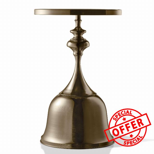 HOMES: Inside + Out Halric Modern 24" Tall Round End Table with Decorated Tabletop and Iron Metal Base