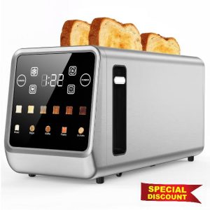 4-Slice Smart Toaster with Touch Screen | 1400W Fast Even Toast & Stainless Steel | 2x1.5" Extra-Wide Slots for Bagels | Memory Function
