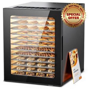 Food Dehydrator 12 Trays Stainless Steel - 850W Large Dryer for Jerky