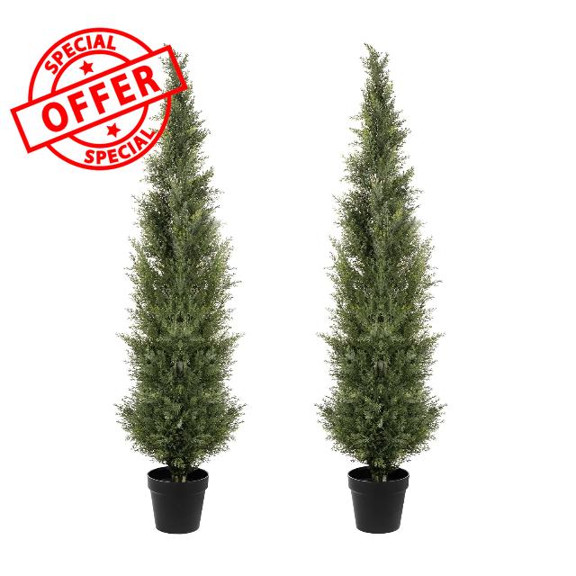 5FT Artificial Cedar Topiary Trees