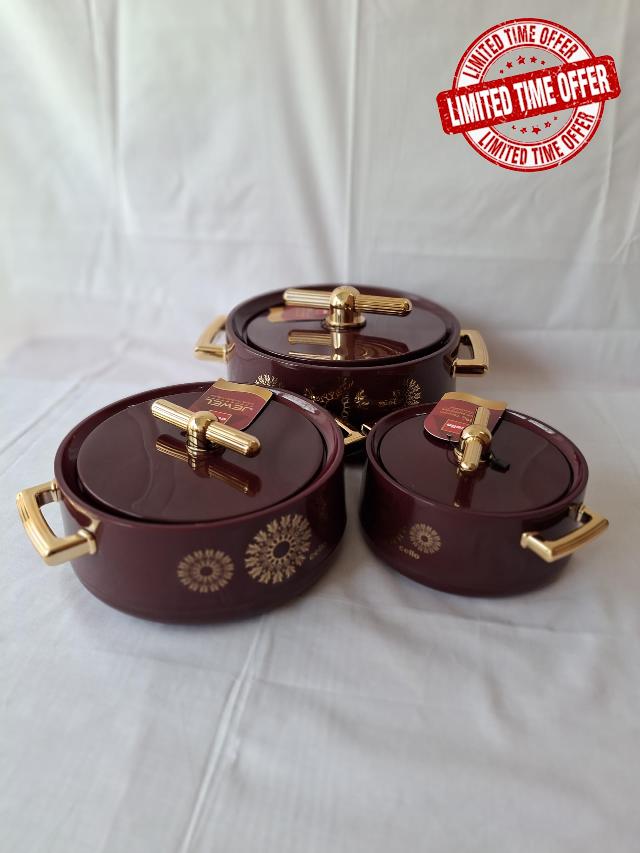 Insulated Hot Pot Set | Stainless Steel Inner Casserole (Set of 3: 500ml