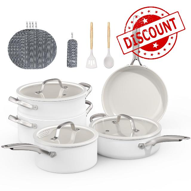 15 Pcs Pots and Pans Set Non Stick