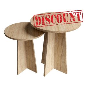Travertine Efect Round Nesting Coffee Table Set of 2 Modern Coffee Table Small Side Table End Table for Living Room
