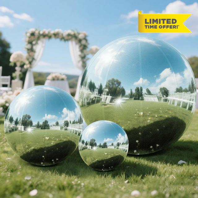 3PCS Silver Inflatable Mirror Ball