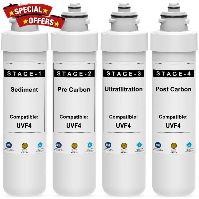 4 Stage Filter Replacement Kit Compatible with Brio 4-Stage Ultrafiltration Water Cooler UVF4