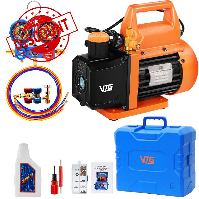 4.5 CFM AC Vacuum Pump and Gauge Set