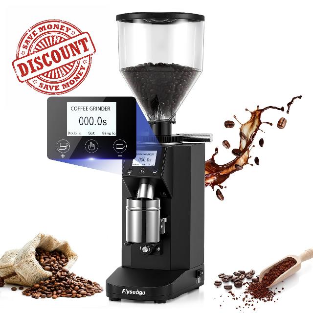 Electric Commercial Coffee Grinder Electric Flat Burr Coffee Bean Grinder with Settings Touch Screen Espresso Machine with Large 28oz Hopper