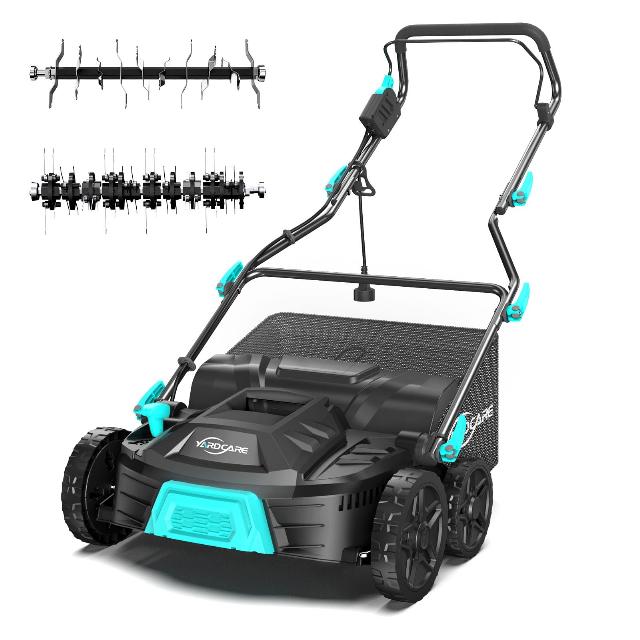 16‑Inch 15Amp 2‑in‑1 Electric Dethatcher & Scarifier with 5‑Position Depth Adjustment