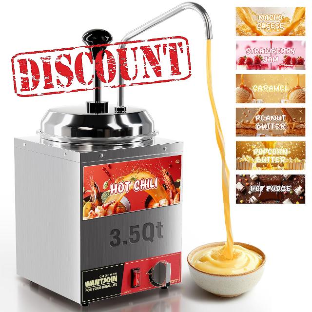 Nacho Cheese Dispenser with Pump - 3.5QT Cheese Warmer w/Stainless Steel Pump Hot Fudge Warmer 86-185°F Temperature Control