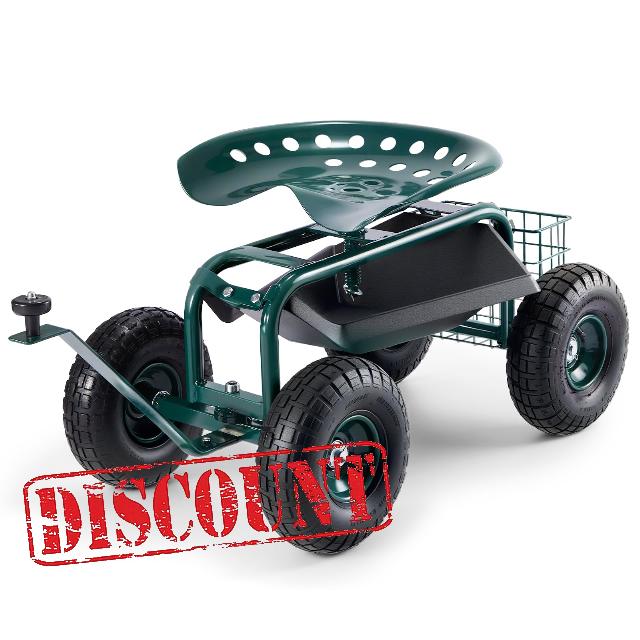 Garden Rolling Work Seat Cart with Wheels