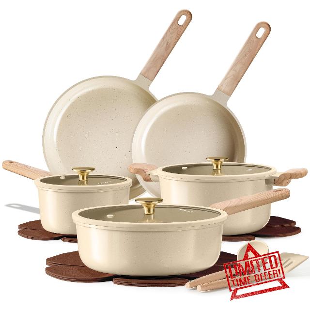 CAROTE 14Pcs Pots and Pans Set Non stick