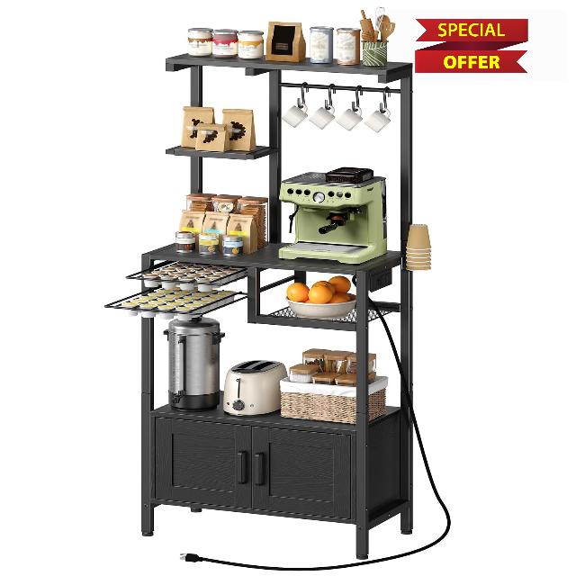 Bakers Rack with Storage Cabinet