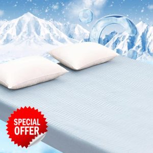 Luxury Mattress Pads King Size - Cooling and Breathable Mattress Protector Fitted Sheet - Mattress Cover Q-Max>0.4 Cooling System for Hot Sleepers - Deep Pockets Stretch up to 18"- Blue