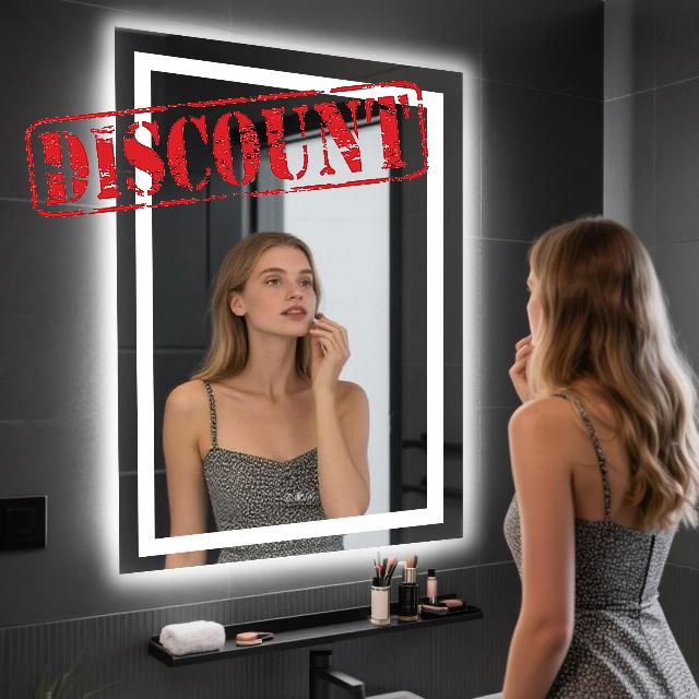 24x32'' LED Bathroom Mirror with Anti-Fog & Shatterproof Glass - Front/Backlit Vanity Mirror with Memory Function