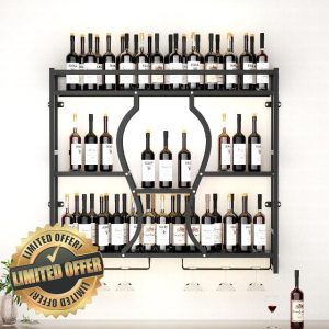 Wine Rack Wall Mounted with Glass Holder