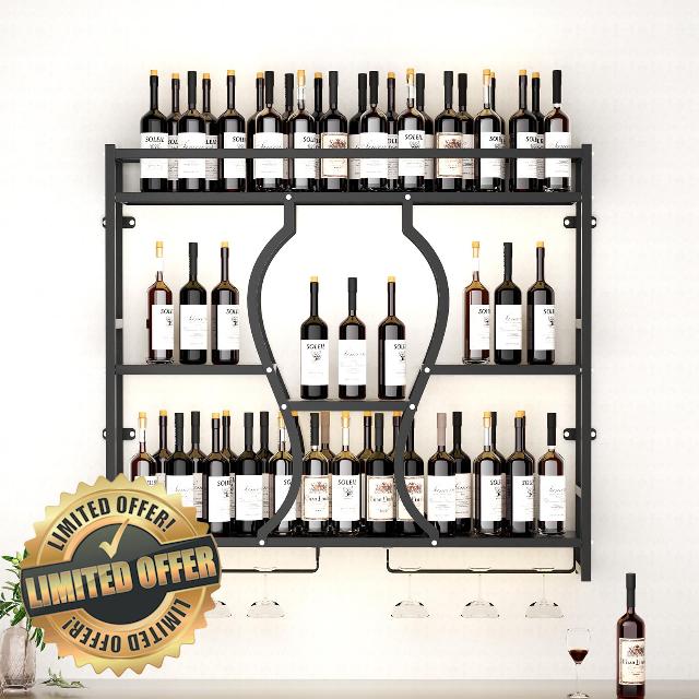 Wine Rack Wall Mounted with Glass Holder